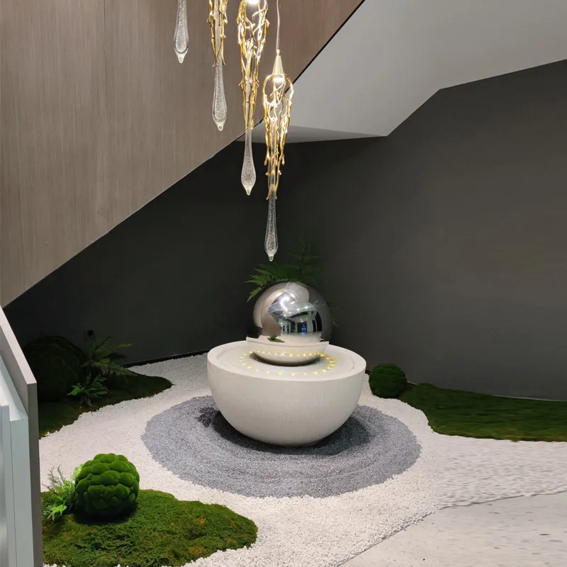 flowing water ornament, courtyard self-circulating water function, transfer ball, floor fountain,