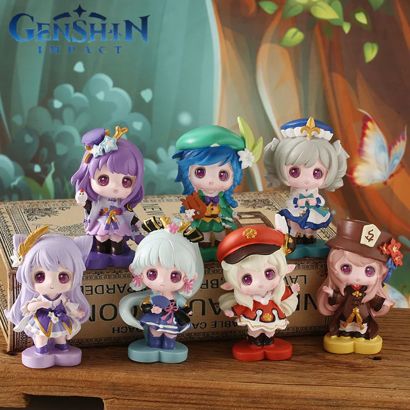 

6pcs/Set Game Genshin Impact Blind Box Klee Keqing Hu Tao Anime Figure Cartoon Kawaii Q Version Statue Model Doll Toy Kid Gift