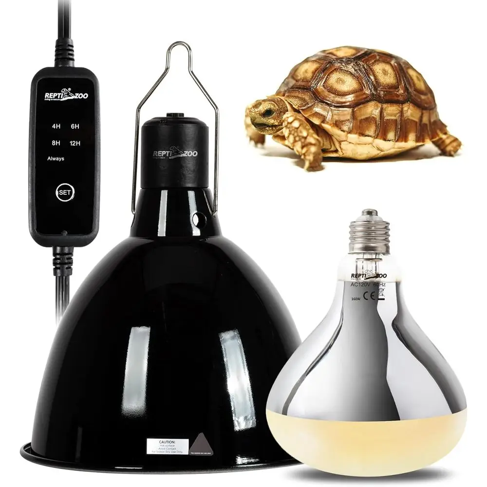 

Комплект освещения для рептилий: лампа для обогрева 160 Вт (UVA/UVB) и 8,5-дюймовый купольный светильник для рептилий