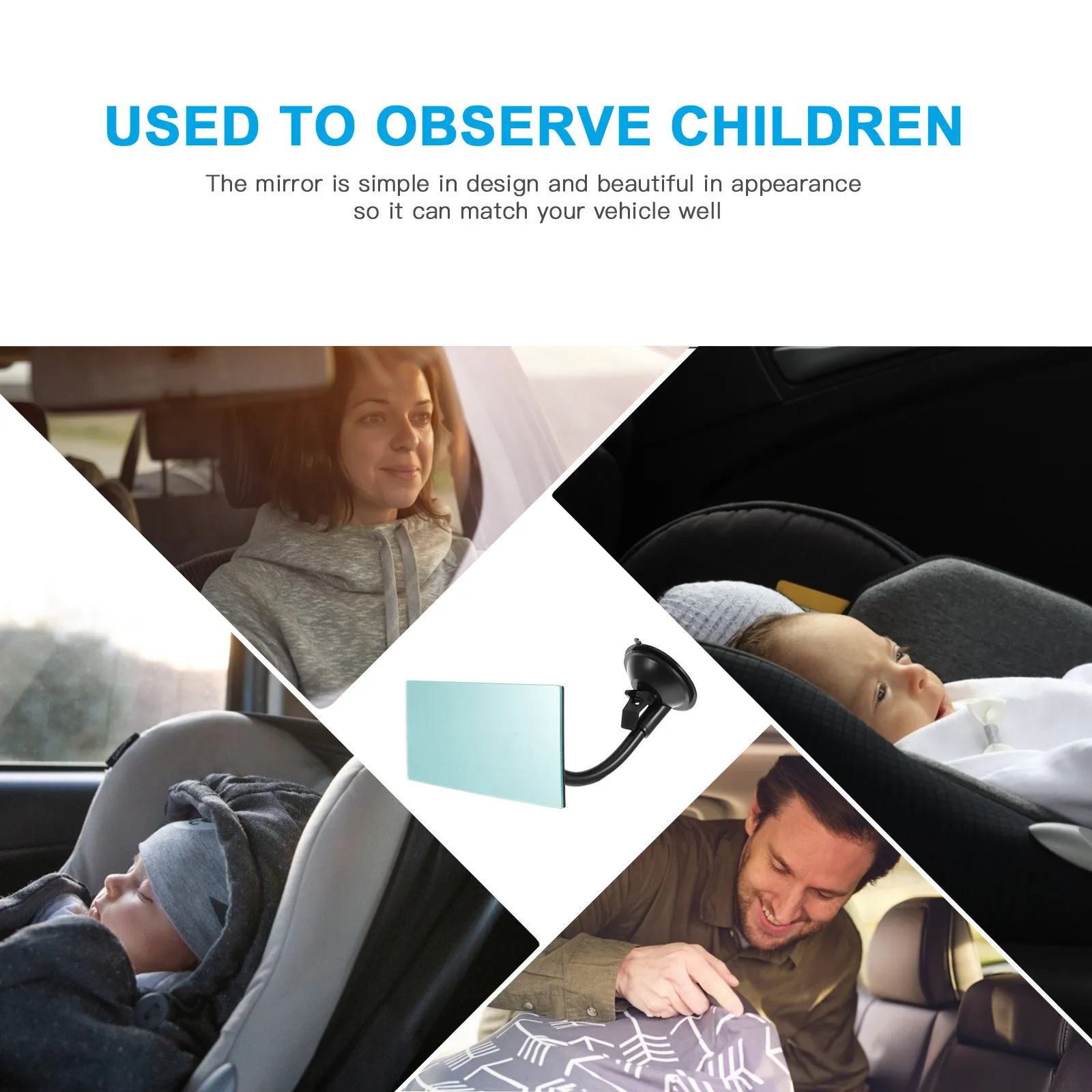 1Pcs Child Safety Mirror for Car High-Quality Plastic Glass Construction Easy Install Rear View Mirror for Monitoring Baby in