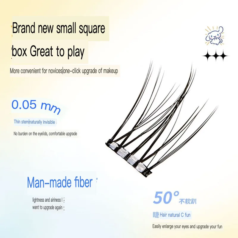 Realistic Self-Adhesive False Eyelashes Thick Transparent Stems Segmented Curling No Removal Needed Natural Look Eyelashes