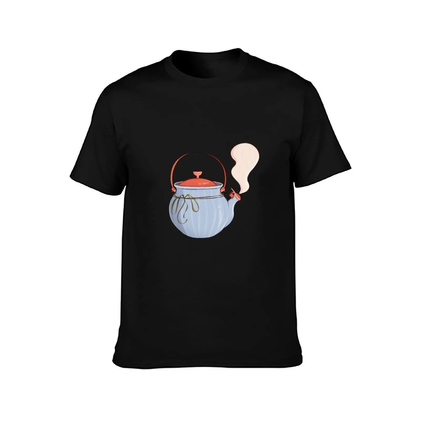 Cozy Kettle Illustration T-Shirt Retro Graphic Print T-Shirt