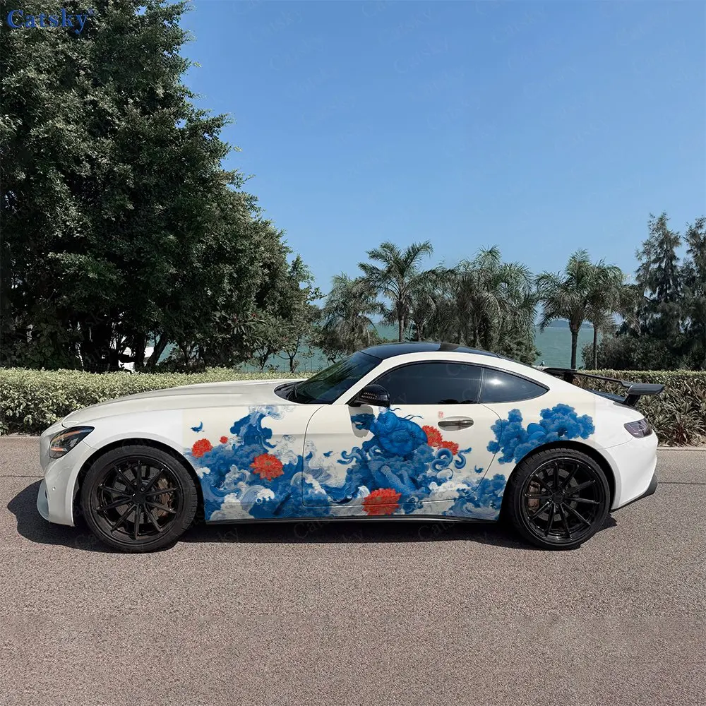2pcs Chinese Style Turtle Vibe, Durable, Fade-resistant, Enhance Vehicle Aesthetics With Bold Artistic Design Car Vinyl Wraps