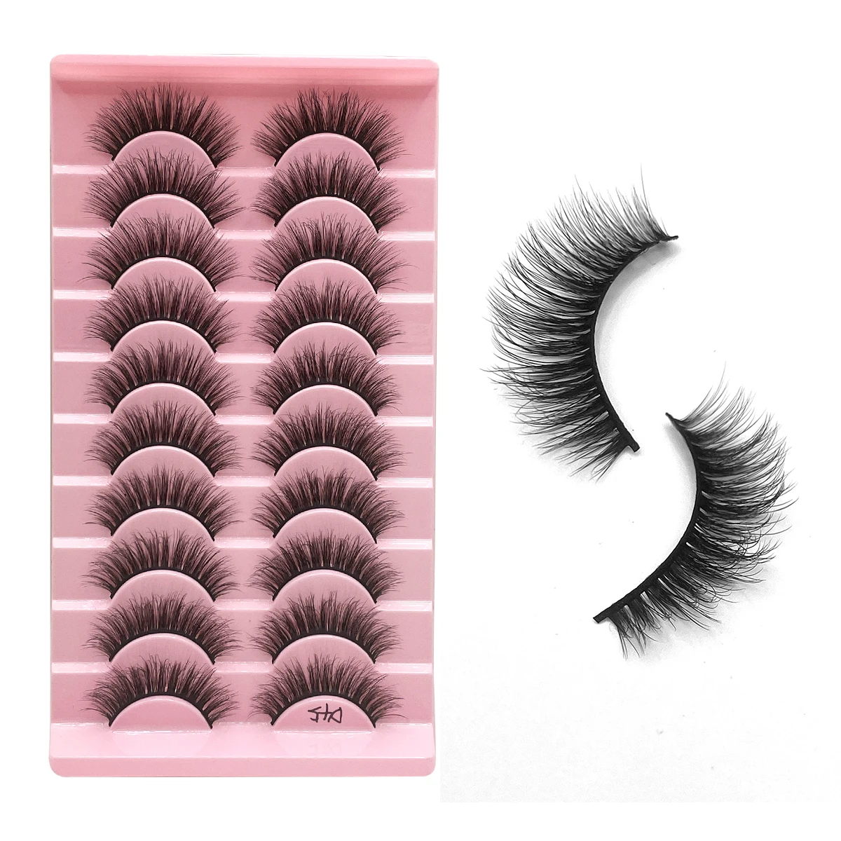 10 pares de pestañas postizas rizadas 3D de imitación de visón, pestañas postizas hechas a mano, maquillaje Natural desnudo, simulación de pestañas cruzadas desordenadas