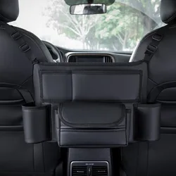 Leather Car Stowing Tidying Seat Middle Hanger Storage Bag Auto Handbag Holder Between Seats of The Car Tissue Water Cup Pockets