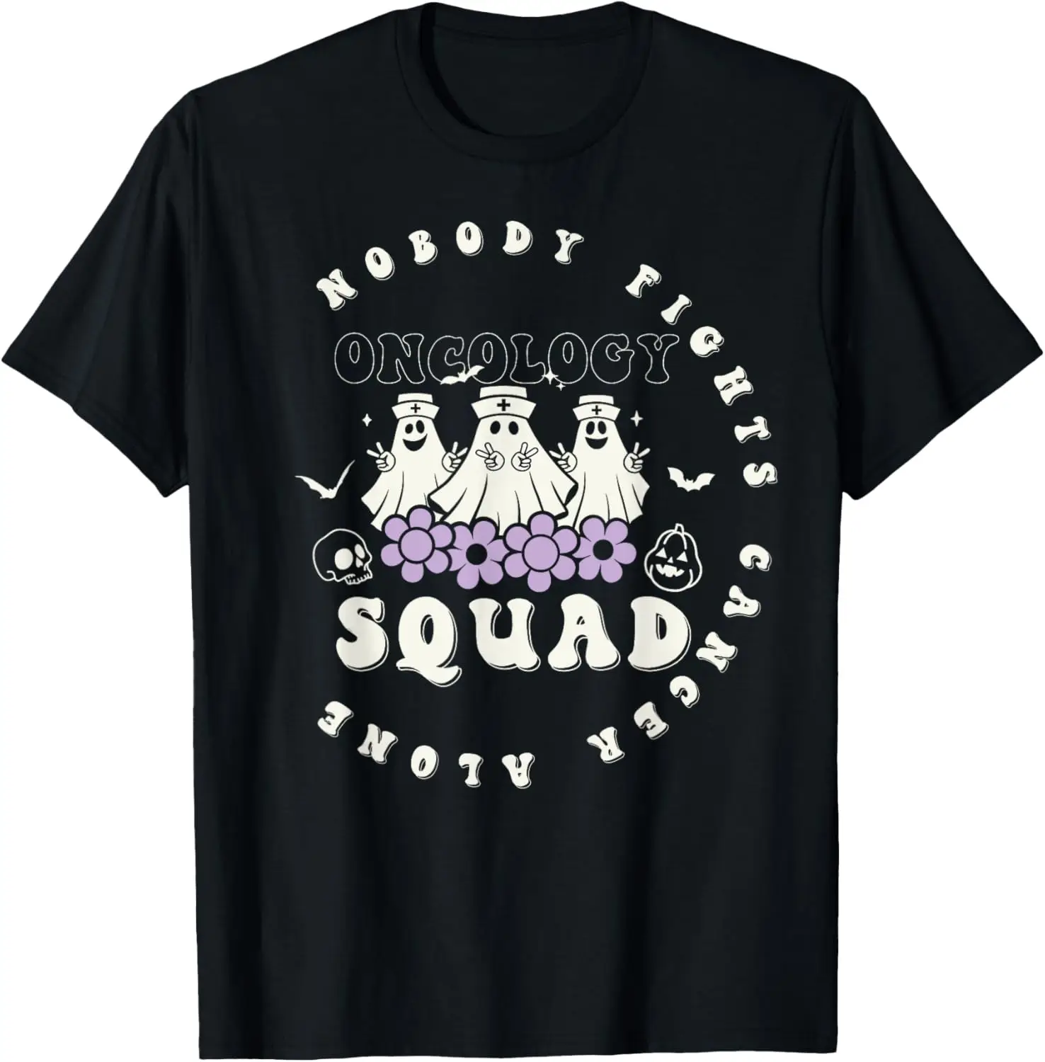 Halloween Oncology Nurse Squad Retro Tee Pediatric Oncology T-Shirt