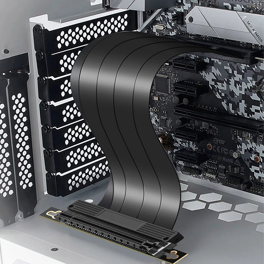 풀 스피드 PCIE 4.0 16x 라이저 케이블, 그래픽 카드 연장 케이블, PCI 익스프레스 포트 GPU 확장 카드 라이저 차폐 익스텐더