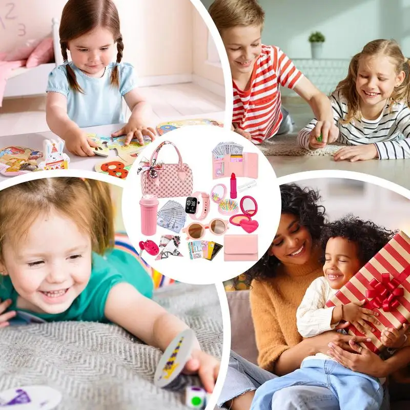 Toddler Play Purse For Kids Pretend Play Toddler Purse Girls Princess Dress-Up Role Playing Games For Young Children Aged 3-6