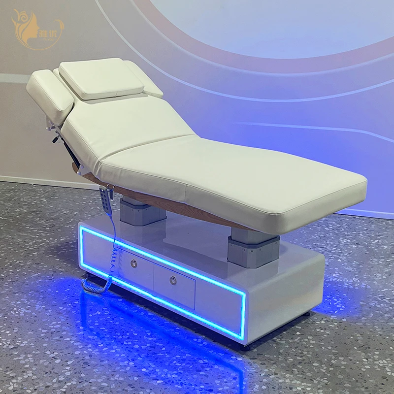 High-End 4 Motor Massage Bed with Full Tilt Function Base and Dual Drawers