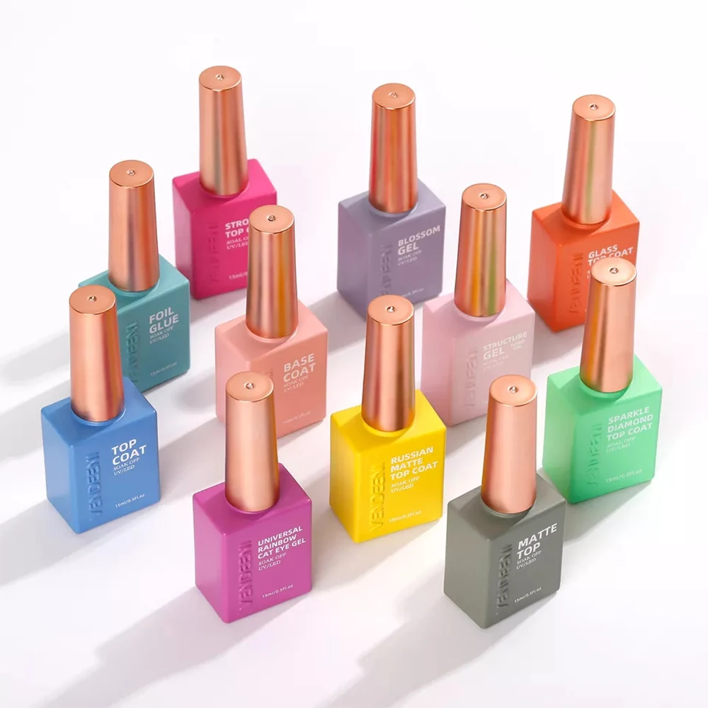 Vendeeni 11 Arten von Nail-Art-Funktionsgels: Top Coat, Base Coat, Russischer Matt-Top-Coat, Blossom Gel, Einfarbiges Gel in Weiß, Schwarz, Rot – Detail 12