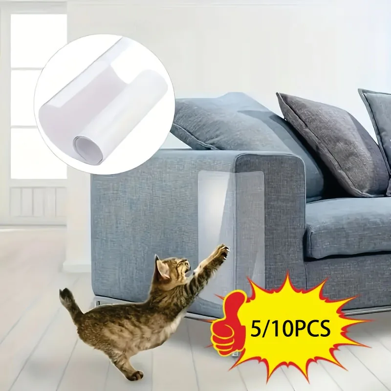 5/10pcs Clear Cat Scratch Protective Tape,PVC Furniture Guards for Sofas,Scratch Training Aid for Cats, Cat Furniture Protector
