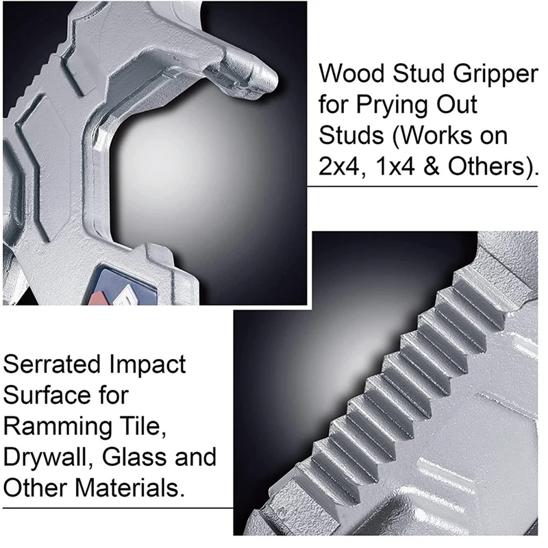 T61C_Outdoor Multi-Functional Hammer Nail Remover Crowbar Fire Rescue Tool