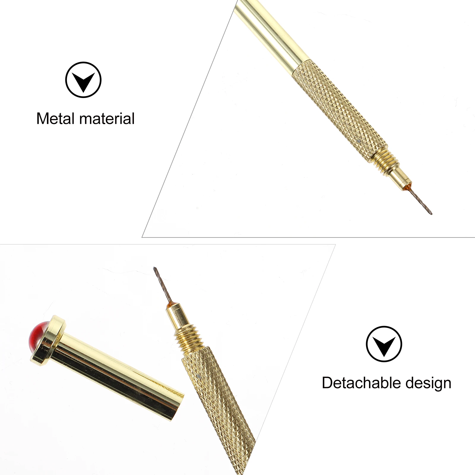 

2Pcs Nail Art Piercing Tool Golden Hand Drill Dangle Bead Jewelry Metal Charm Accessories DIY Gel Acrylic Tips Home Use Random