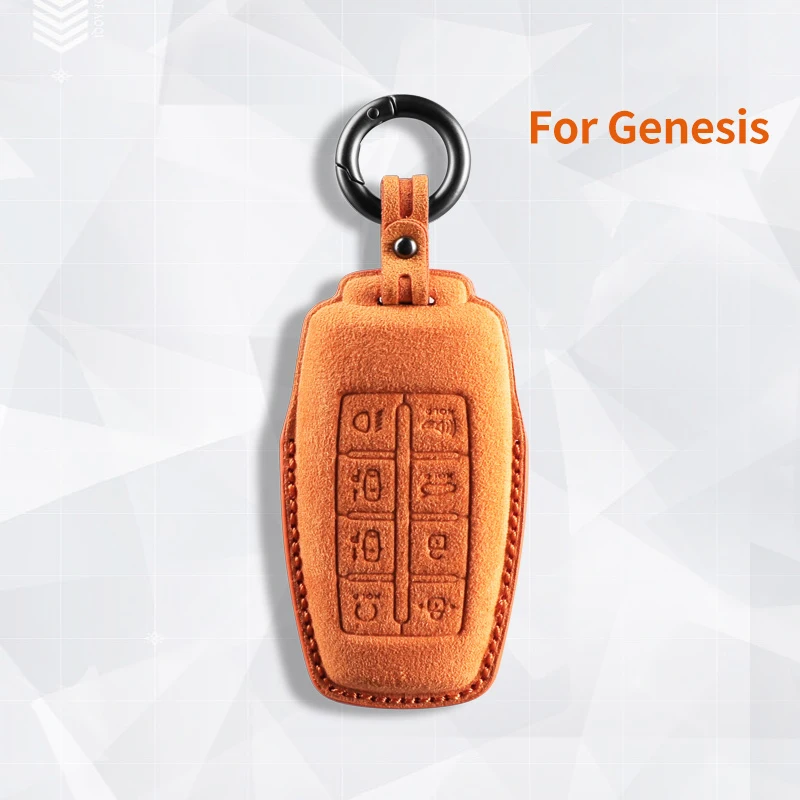 

For Hyundai Genesis G80 GV70 GV80 2019 2020 2021 2022 2023 Suede Remote Car Key Case Shell Keychain for Genesis Car Key Fob