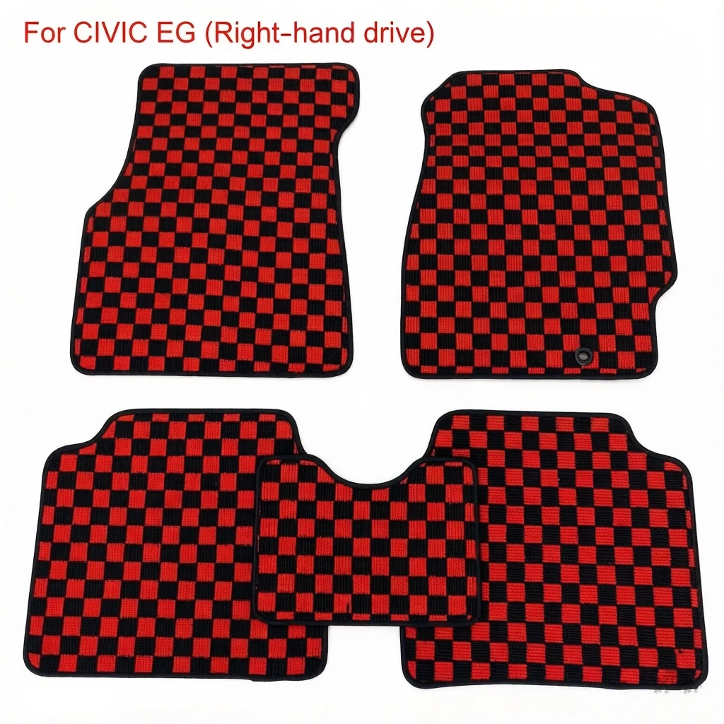 Luxury Plush Carpet Car Floor Mats For Honda CIVIC EG RHD Classic Japanese Grid Pattern Anti-dirt Auto Interior Custom Fit