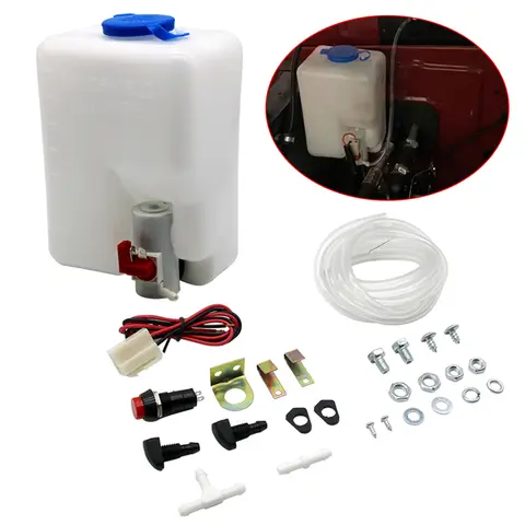 1.5L 12V 범용 앞 유리 와셔 병 탱크 펌프 와이퍼 시스템 저수지 키트 제트 스위치 청소 도구