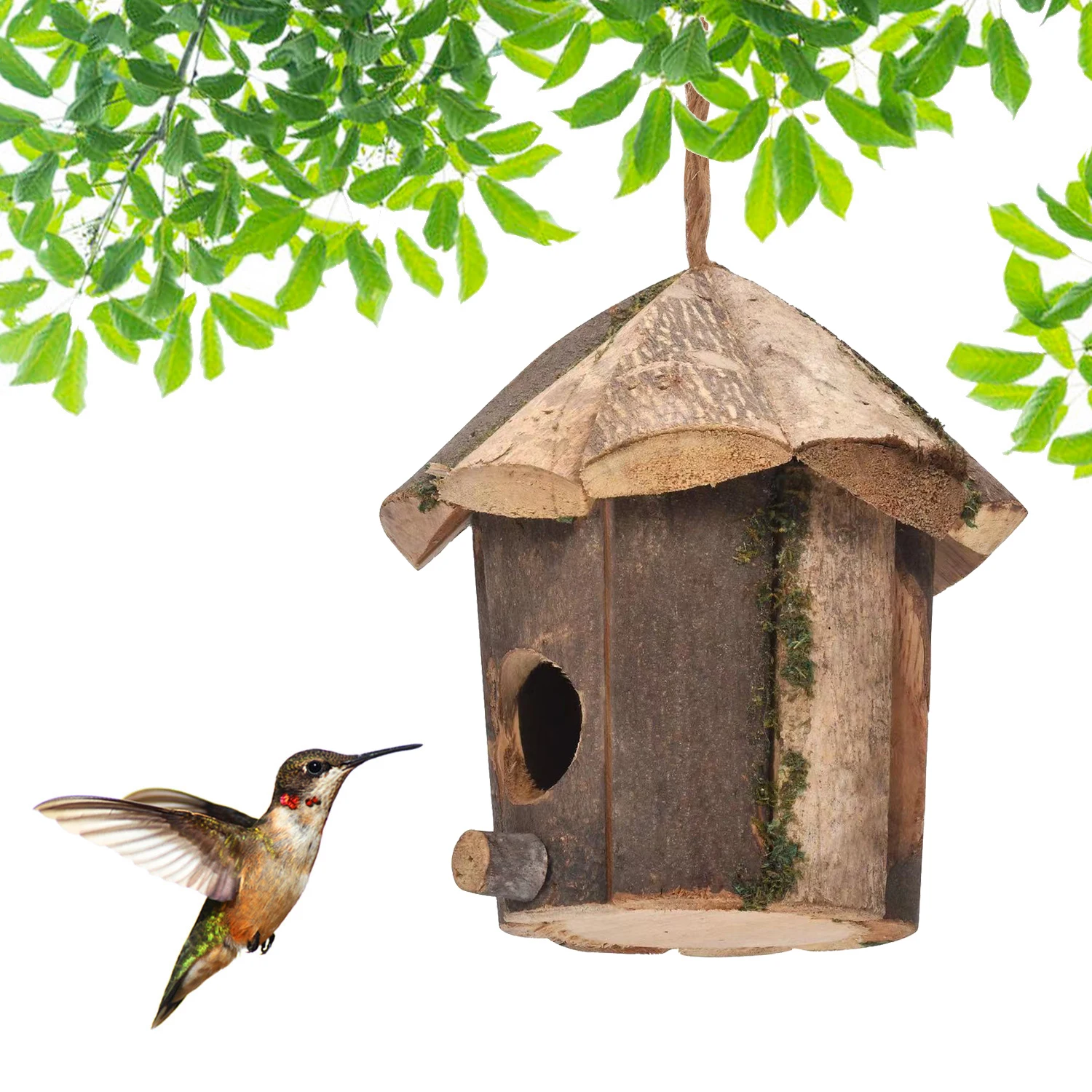 Unique Birdhouse Comfortable Birdhouse Hand-woven Natural Grass Hummingbird House for Garden Outdoor Decoration Window Hideaway