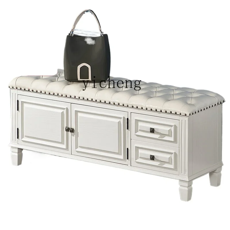 ZZXL solid wood shoe change stool shoe cabinet enters the door, seated porch shoe stool at the entrance of the home