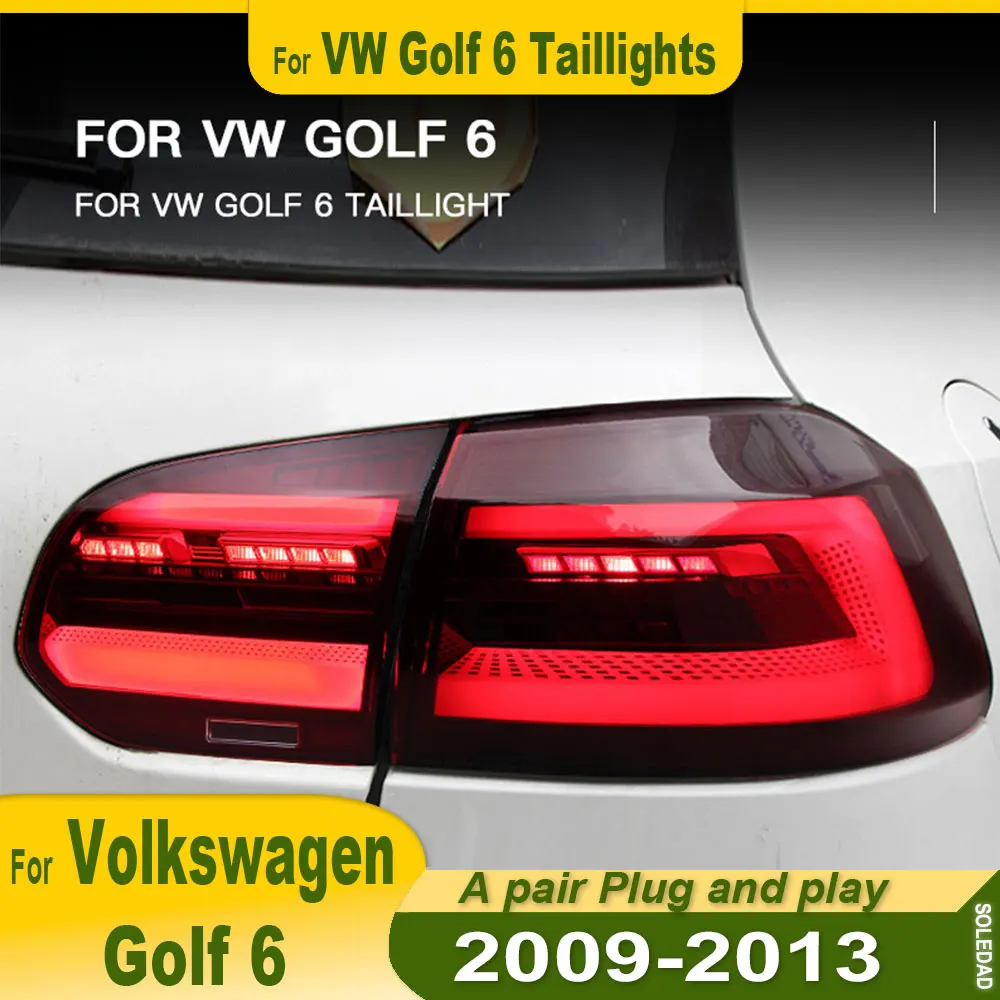 Pair Car Led Tail Lights For VW Golf 6 GTI R20 2009-2013 new style full Tail Lamp Dynamic Turn Signal Light Tail Lamp Assembly