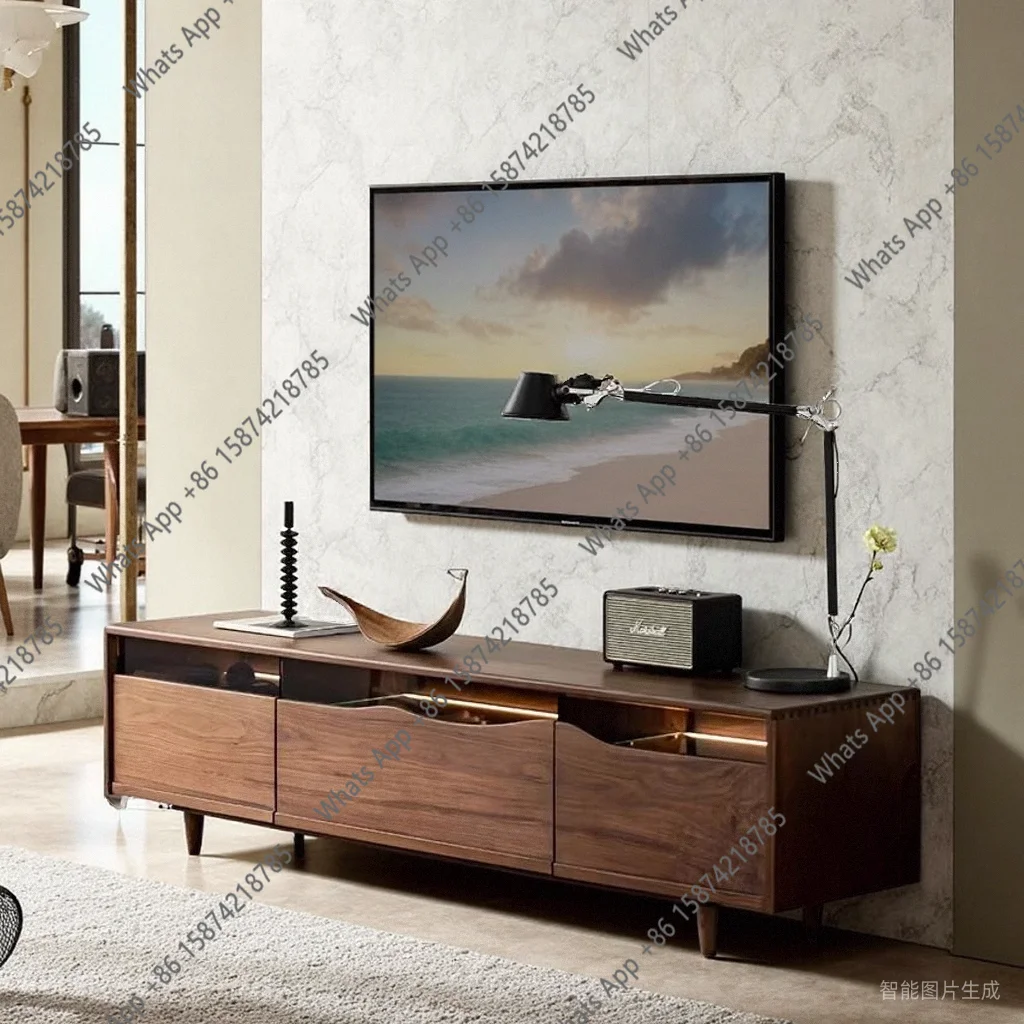 Solid wood TV cabinet Modern simple living room cabinet Creative audio-visual cabinet Floor designer fashion