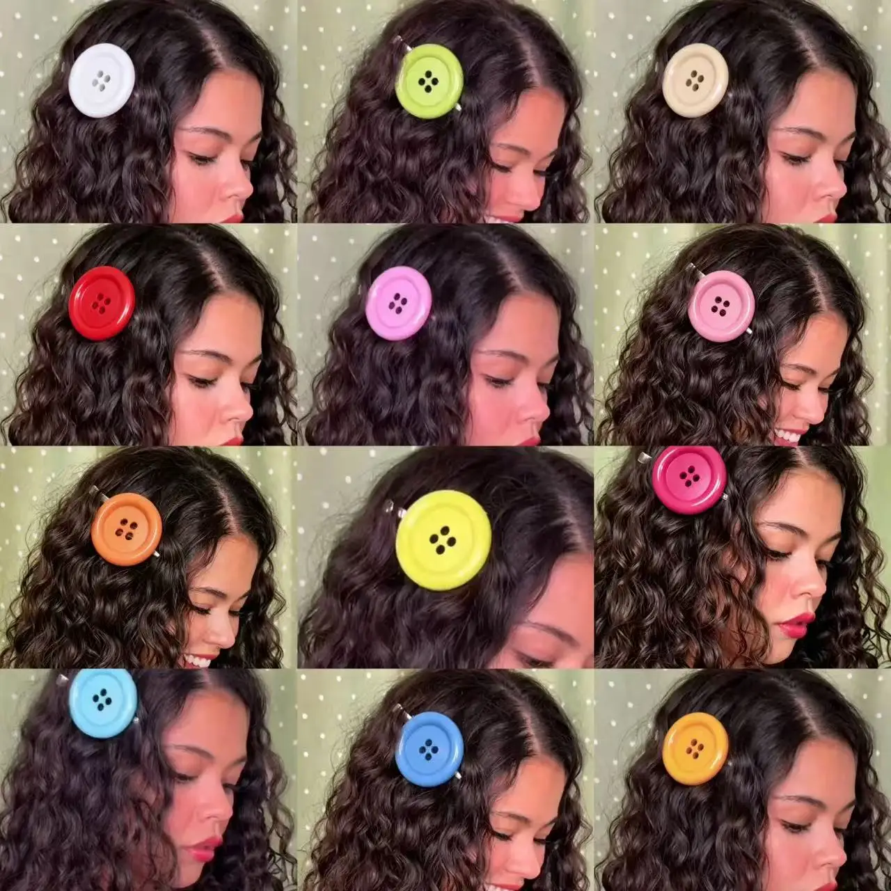 Y2K Kawaii Large Button Hair Clips for Women Girls, Solid Color Cute Resin Hair Barrettes Sweet Hair Accessories for Daily Wear
