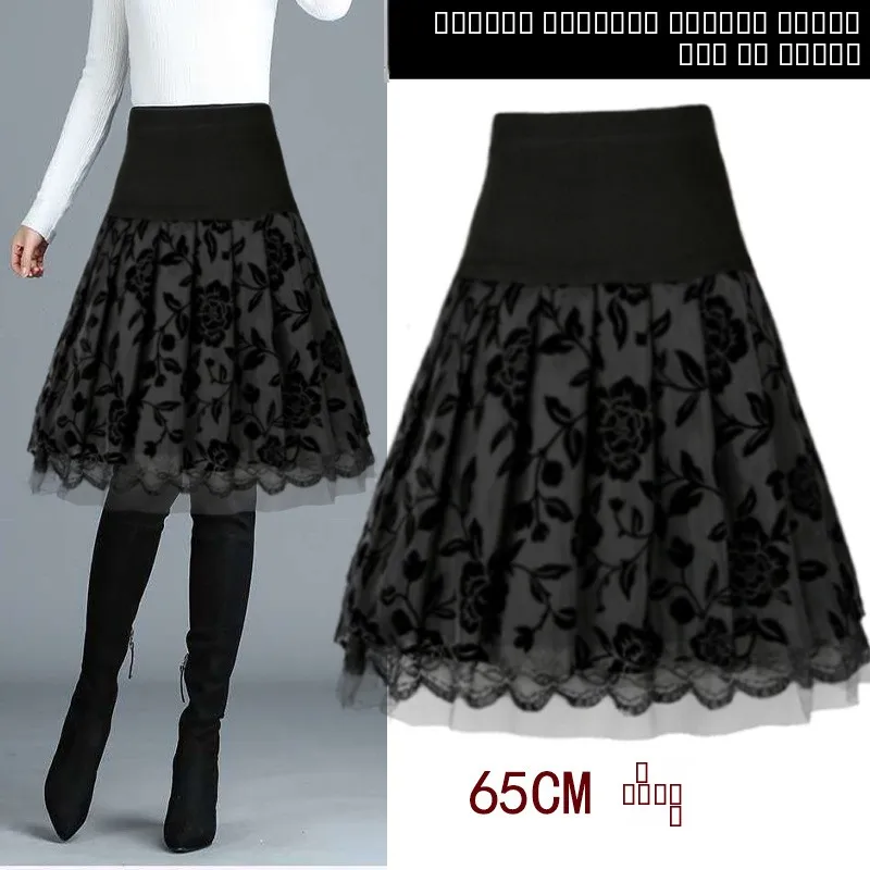 

Puffy Midi Skirt Spring Summer New Korean Sle Pleated Large Size Elastic Waist Umbrella Skirt High Waist Slimming Floral Skirt