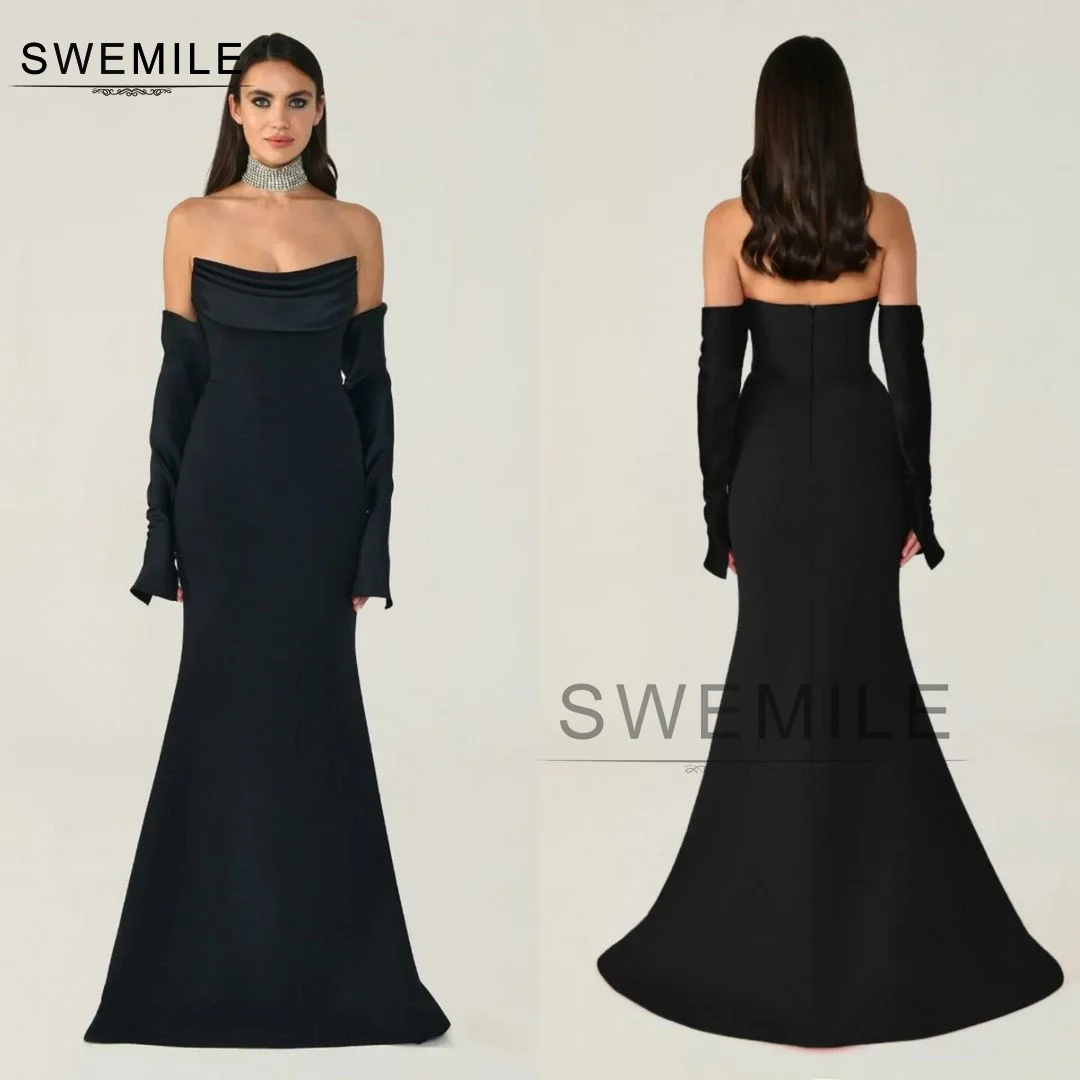 SWEMILE Mermaid Strapless Evening Dress Long Sleeves Floor-Length Wedding Party Dress Vestidos Para Eventos Especiales Dresses