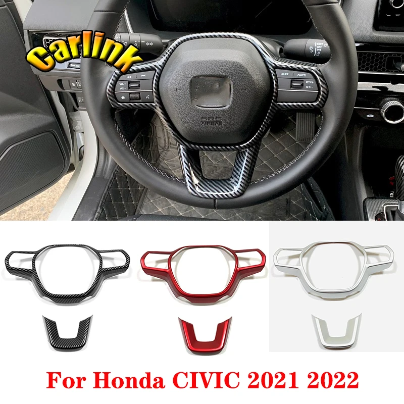 

For Honda Civic 11th gen 2021 2022 ABS Carbon/Red Car Interior door handlFor Hoe trim frame cover trim interior accessories 4PCS