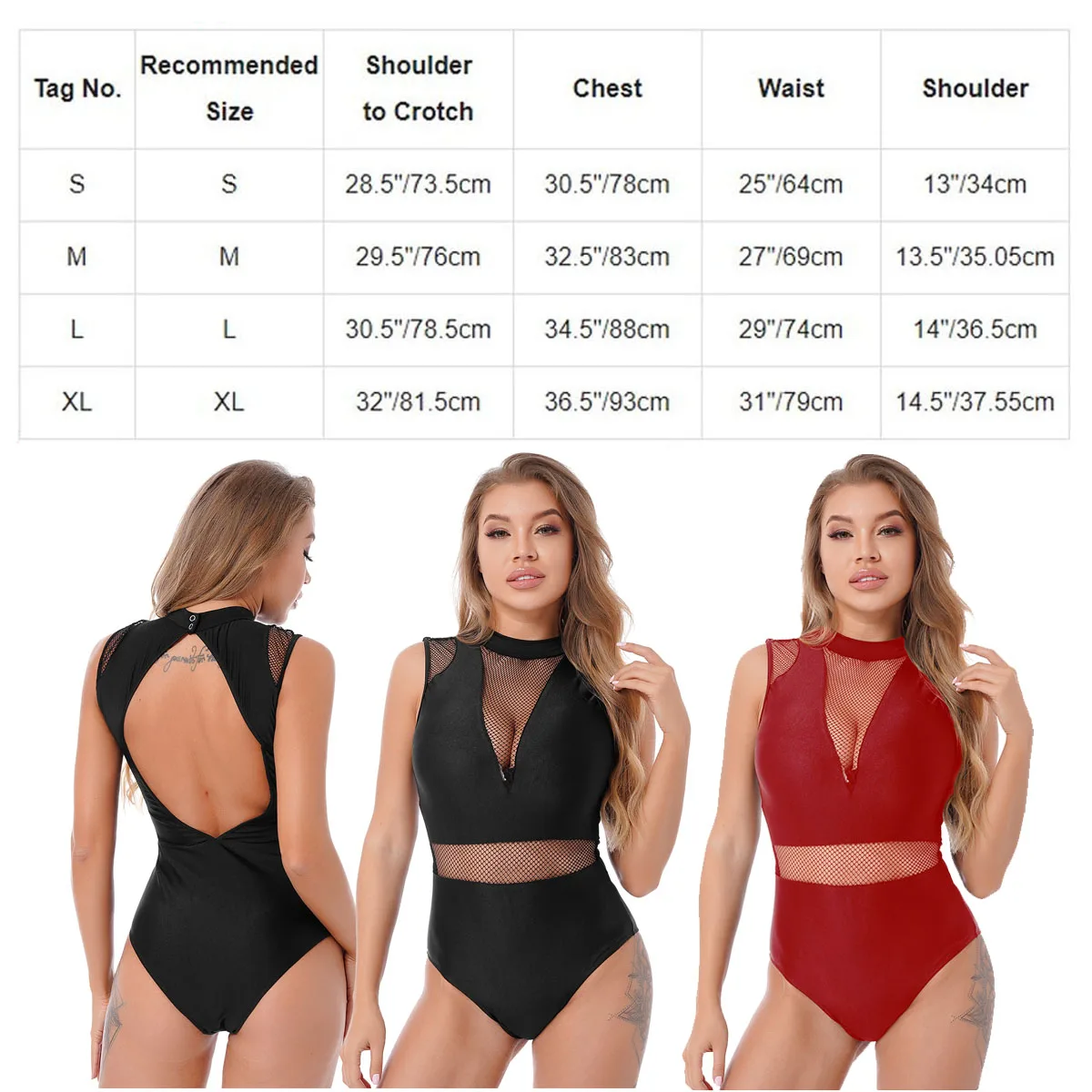 Ballet Dance Leotard Womens Adult Mesh Splice Gymnastics Bodysuit Dancewear One-Piece Backless Training Costume