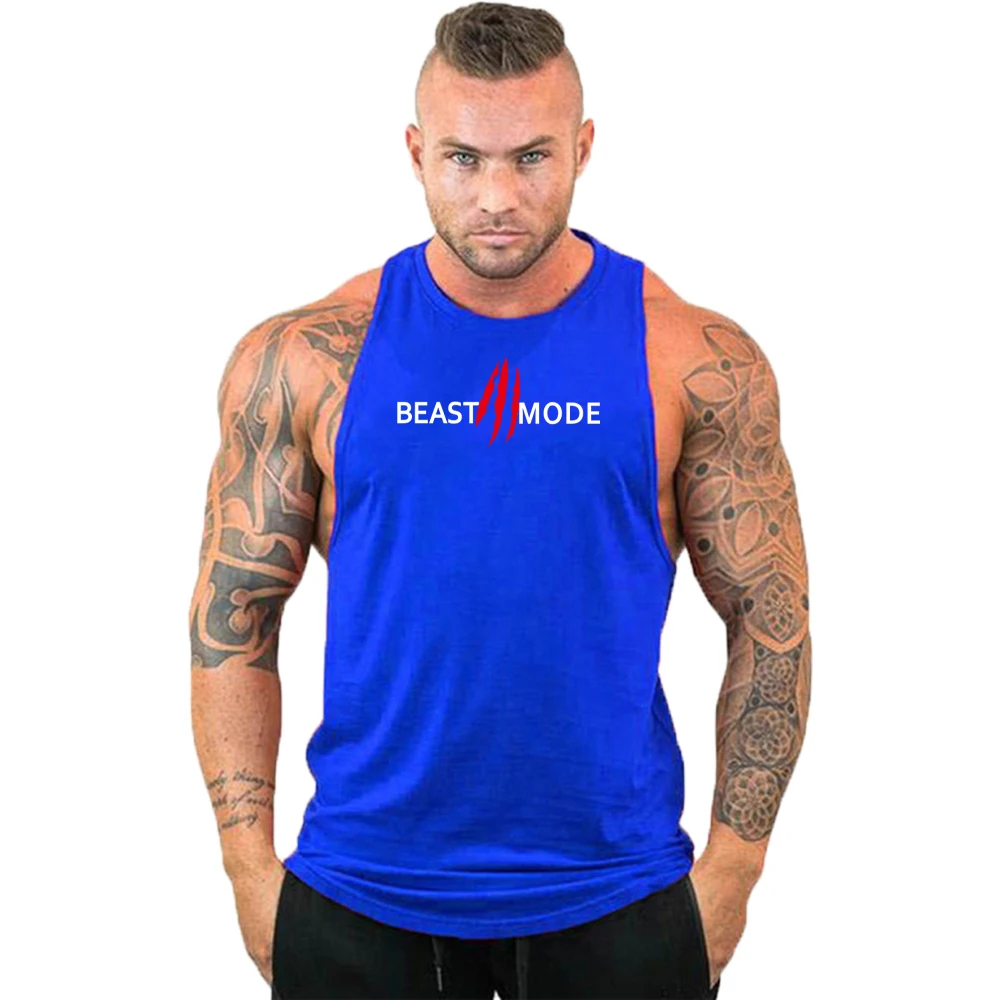 

Summer bodybuilding vest men's small letter trendy print fitness sleeveless casual comfortable sports running vest top