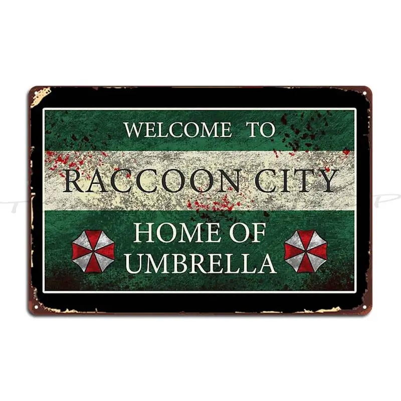 Visit Raccoon City Metal Plaque Poster Create Designing Printing Garage Personalized  Tin Sign Poster