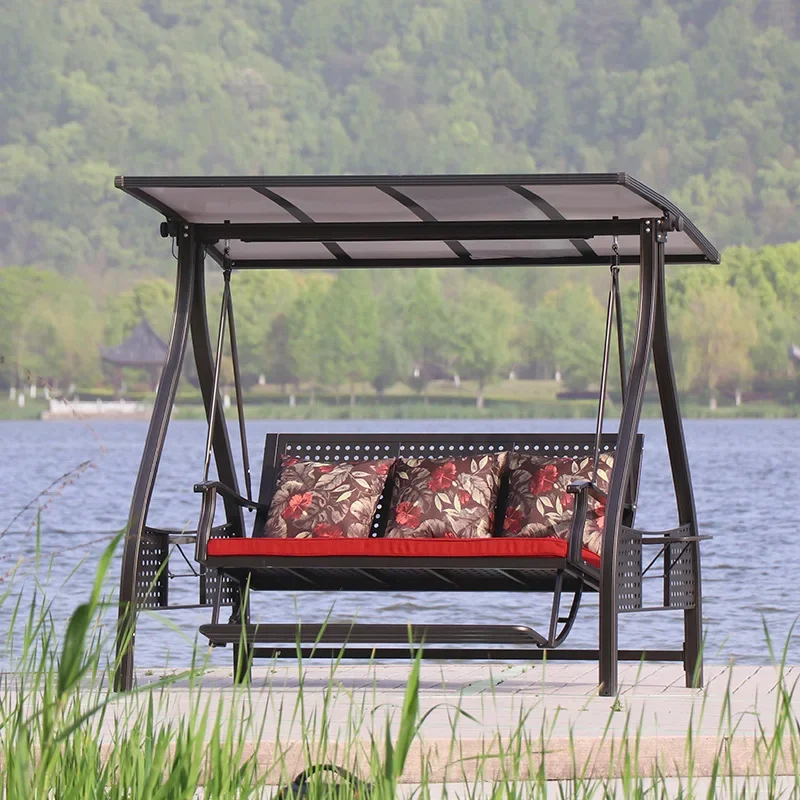 Outdoor Swing Hanging Chair Courtyard Garden Swing Chair Outdoor Terrace Rattan Swing Rocking Chair Three-person Hammock Hammock