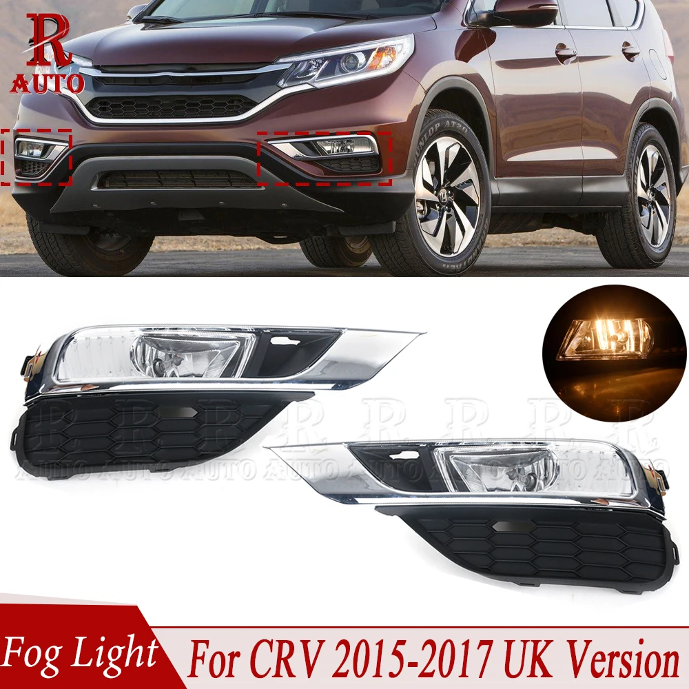 

1Set Fog Lights With Bulb Front Driving Signal Lamps Cover Grilles Wiring Kit Switch For Honda CRV Type UK 2015-2017 For Car