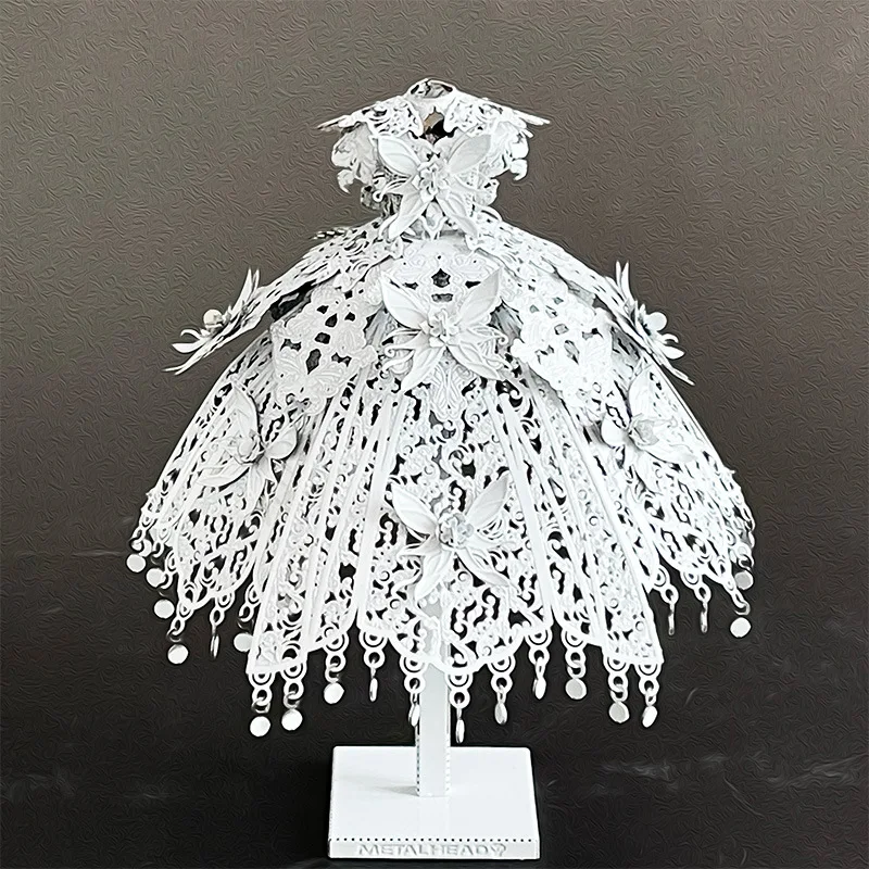 3D Metal Puzzle Beautiful White Lolita Dress DIY Handmade Assembly Model Laser Cutting Kits Jigsaw Puzzle Toys For Kids Adult