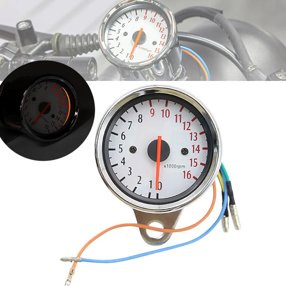 12V 16000 RPM Waterproof Motorcycle Speedometer Tachometer Backlight Gauge for 1 2 3 Cylinders