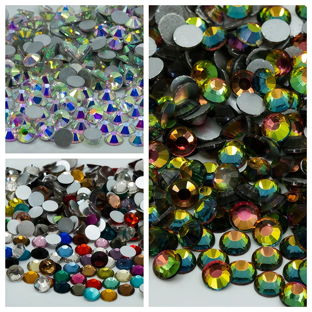 SS3-SS30mm silberner Glas-Strassstein mit flachem Boden, vielseitige Dekoration, starker Blitz, kein Ausbleichen, DIY-Kleidung, Handy-Nagelkunst