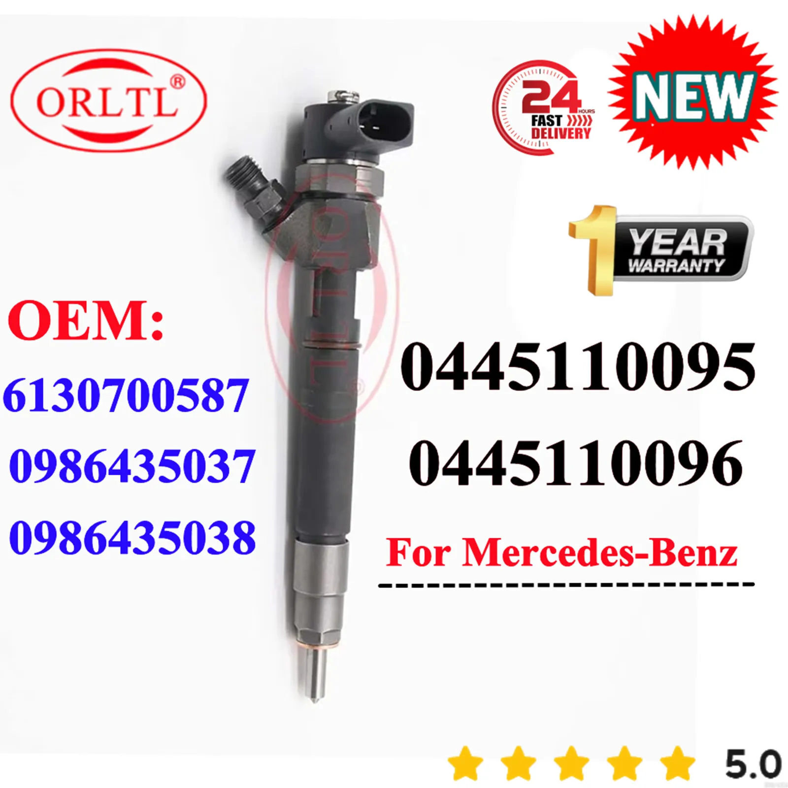 

ORLTL 0445110095 0445110096 New Diesel Fuel Injector A6130700587 A6130700187 Nozzle for Mercedes-Benz ML270 E320 CDI