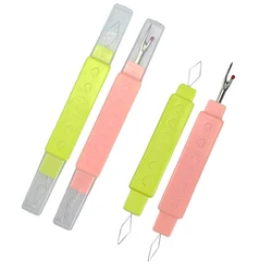 2 In 1 Sewing Needle Threader Seam Ripper Dual Purpose Sewing Tool Portable Home Thread Cutter Double Head With Protective Cover