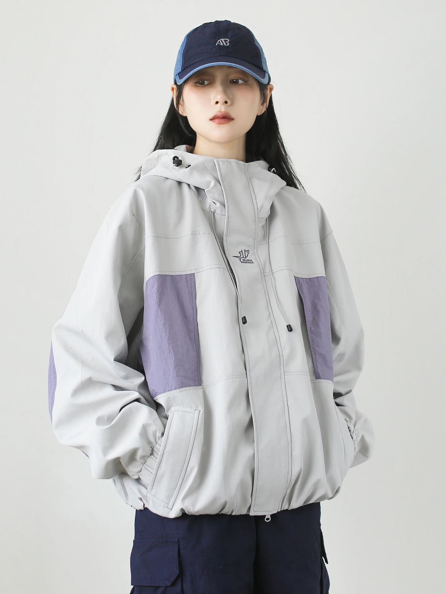 

Outdoor Windproof Water-Resistant Hiking Jaet Men's Loose Casual Lightweight Coat Nylon Fiber Zipper Closure Regular Length