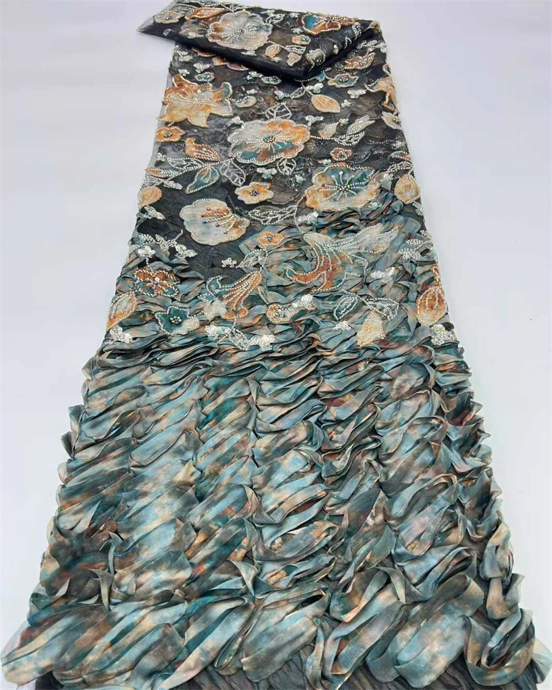 

2025 High Quality African Tulle Lace Fabric French For Women Wedding Party Dress SewingNigerian Luxury Sequins Net Lace Fabric