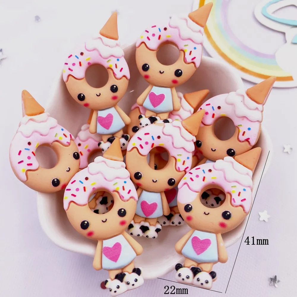 10Pcs Żywica Kolorowe Kawaii Ciasteczka Pączki Jabłko Kreskówka Flatback Figurka Świąteczne Dekoracje Akcesoria DIY Łuk Scrapbook Craft