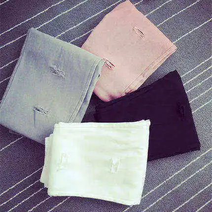 Women's Skinny Hole Punching Pants Thin Version Spring Autumn Black Leggings Trousers Fashionable Base Layer Long Pants