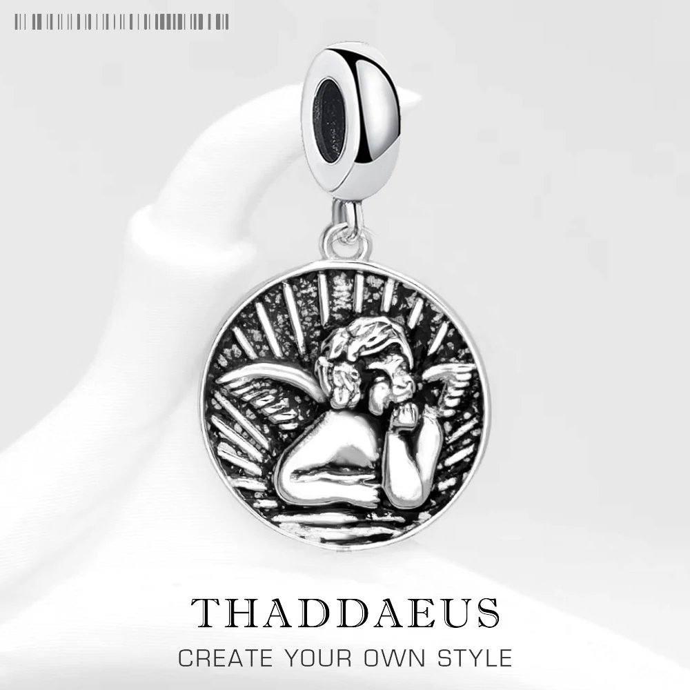 

Dangle Charm Pendant Disc Guardian Angel New Fine Jewelry 925 Sterling Silver Protection Gift For Women Men