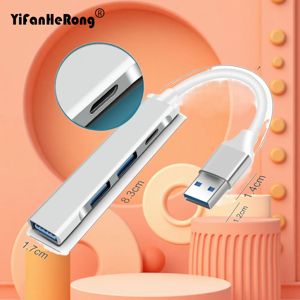 Otg usb c hub 3.0 usb estação de acoplamento rápido para macbook pro 13 15 ar mi pro para huawei acessórios para pc adaptador divisor de 4 portas