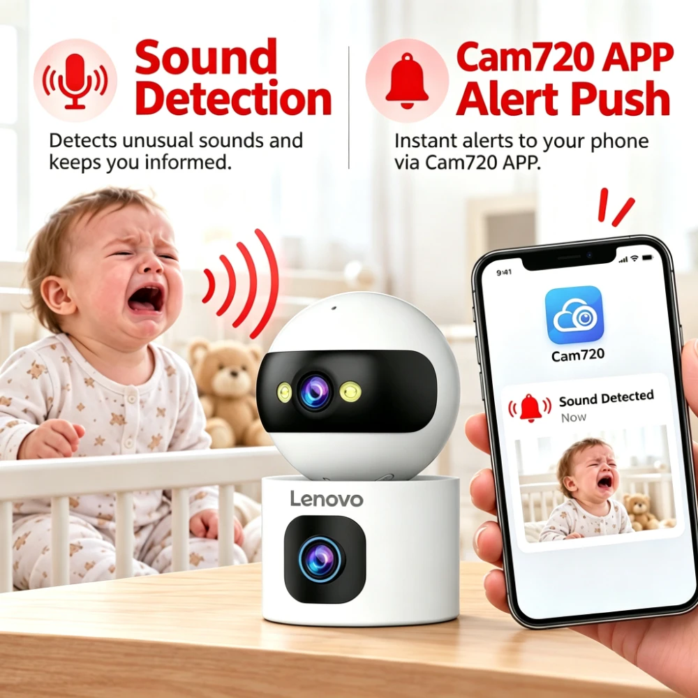Lenovo 8MP 5G WiFi IP Camera Dual Lens With Adjustable Bracket Auto Tracking Indoor Wireless Surveillance Cameras Baby Monitor