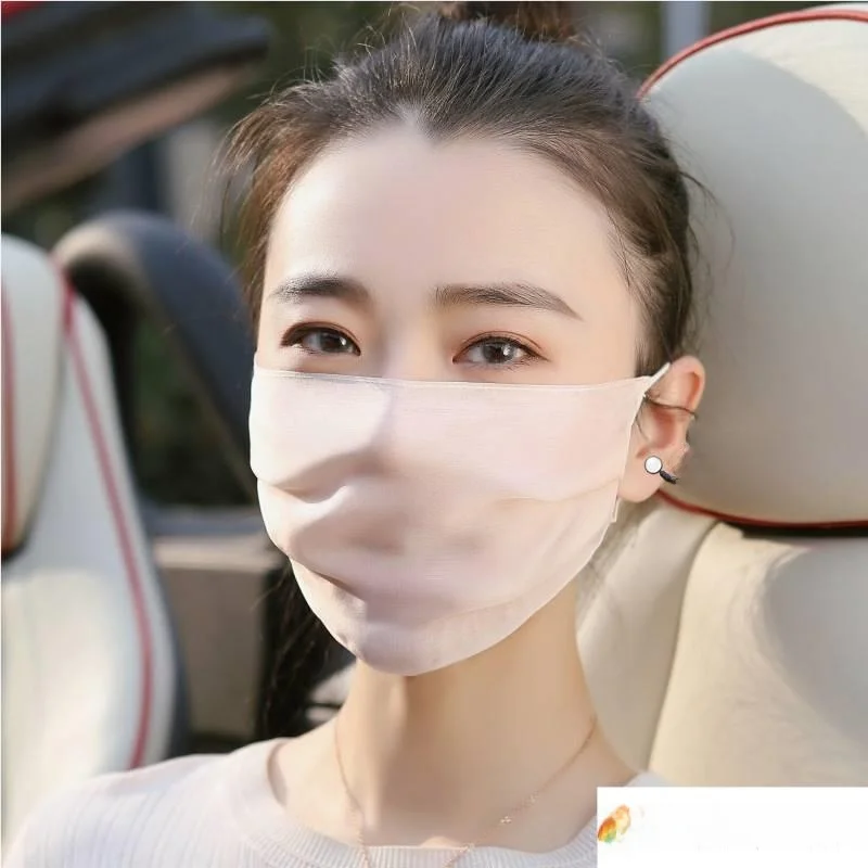 

Шелковая маска для лица женская, летняя, тонкая, дышащая, моющаяся, с защитой от солнца, модная, для медицинских учреждений, легкая
