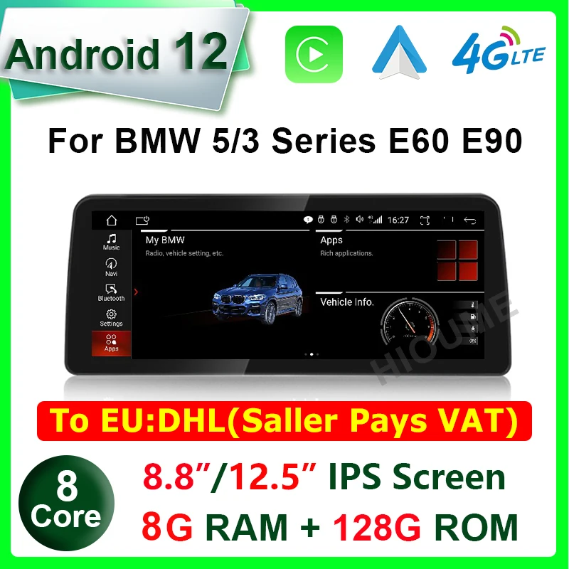 

8.8" / 12.5" 8Core 8G+128G Android 12 Car Multimedia Player GPS Radio for BMW 5 Series E60 E61 E62 E63 3 Series E90 E91 CCC/CIC