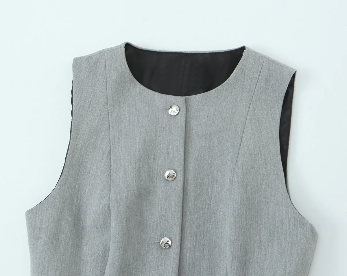 Nieuwe all-season feestjurk elegante satijnen effen kleur damesjurk met riemdetail ronde hals ontwerp