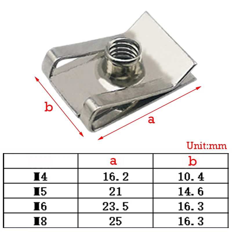 10Pcs M4 M5 M6 M8 Reed Nuts 304 Stainless Steel U-type Clips with Thread For Automotive Motorcycle Scooter ATV Moped