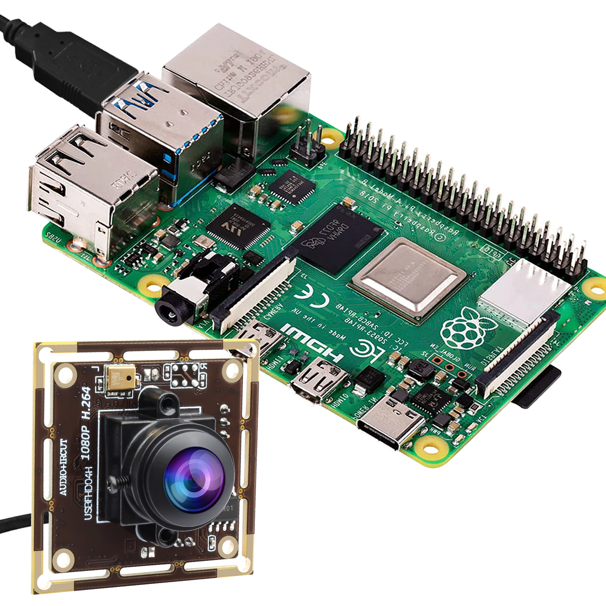 

ELP 1080P USB-модуль камеры «рыбий глаз» Широкоугольная мини-веб-камера H.264 высотой 180 градусов с микрофоном для Windows, Mac, Linux